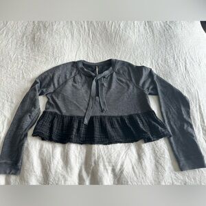 Free people Gray and Black Long Sleeve Top